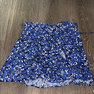 Zara Blue and White Wrap Mini Skirt Casual Resort Wear